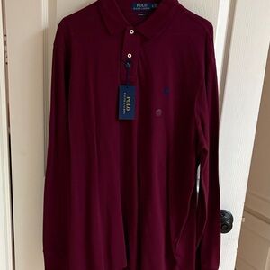 Polo by Ralph Lauren Men's Burgundy Long Sleeve Shirt